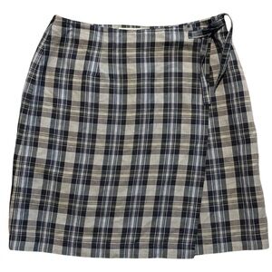 Talbots Plaid Wrap Skirt - Black and Gray